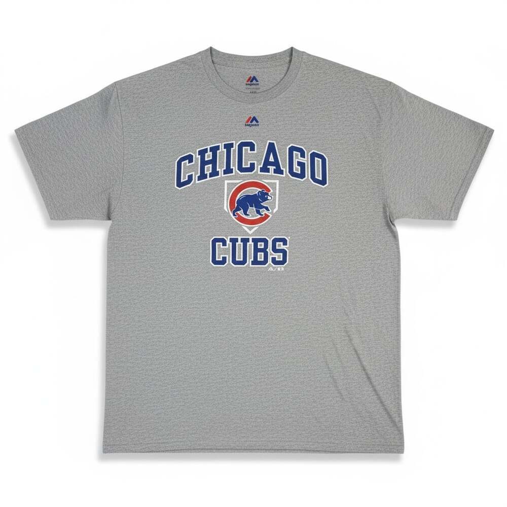 Chicago Cubs Majestic T-Shirt Gray Large MLB Baseball Tee